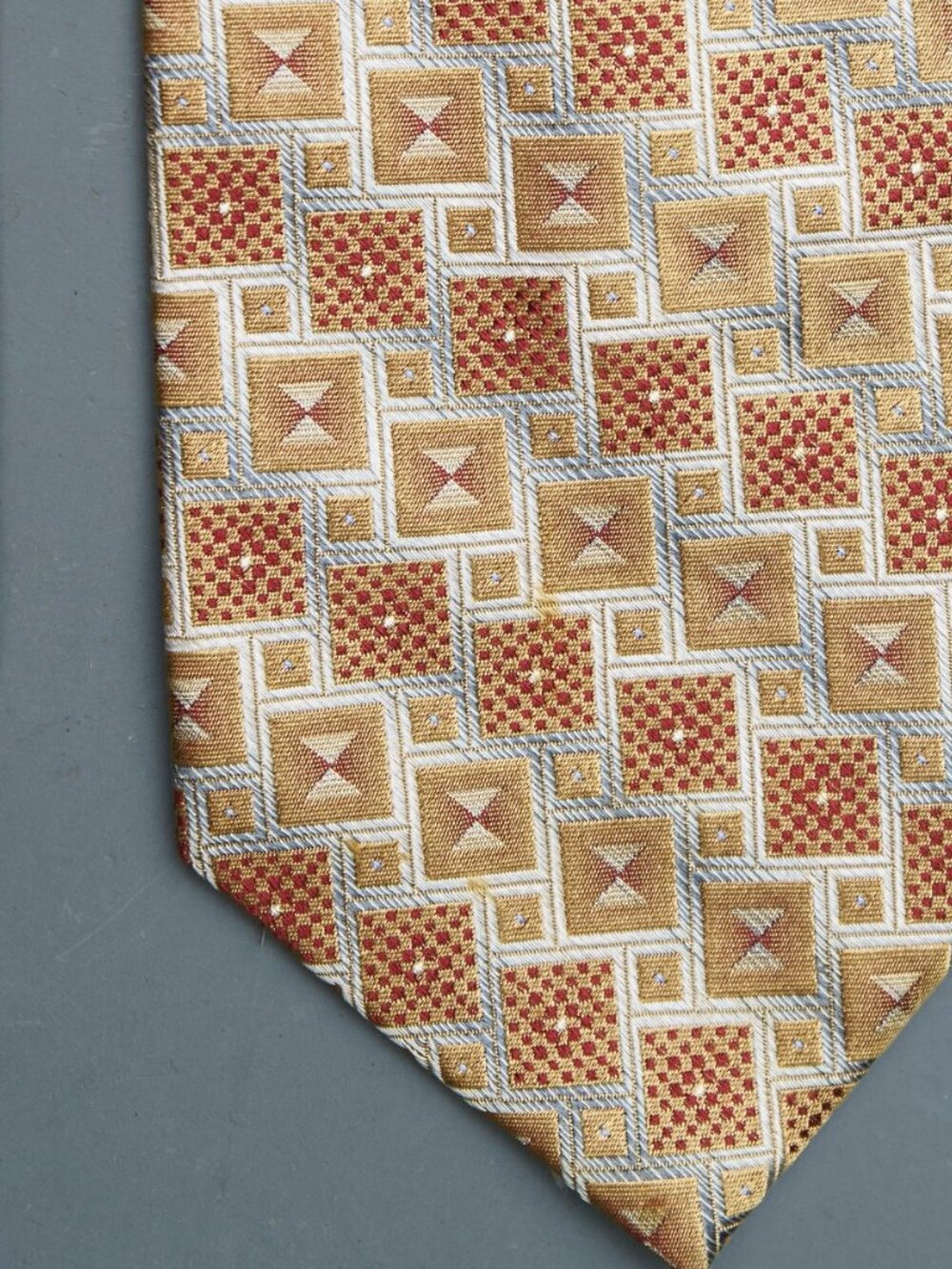 Italy Velazio Men's Gold Geometric Tie